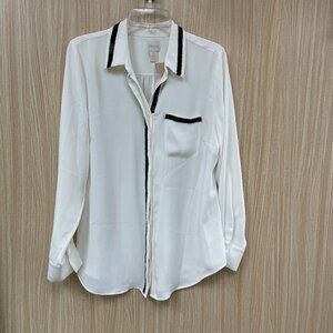 Chico's Off White Beaded Blouse Size 1 (8)